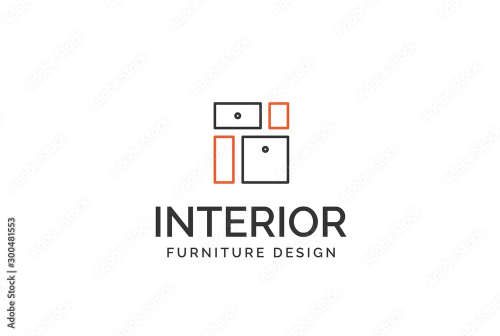 Simple minimalist furniture interior logo design with flat vector ...