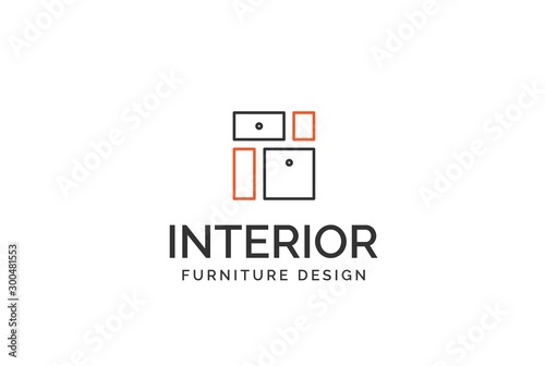 Simple minimalist furniture interior logo design with flat vector graphics