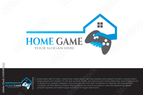 modern game house logo and with the concept of a gamepads, vector illustration element