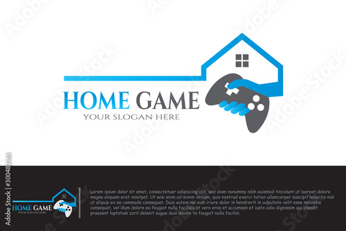 modern game  house logo and with the concept of a gamepads, vector illustration element