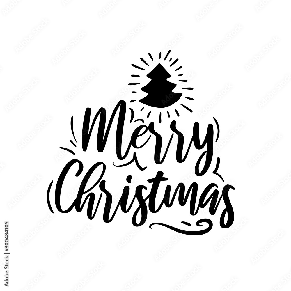 Fototapeta premium Merry Christmas ad text isolated on white.