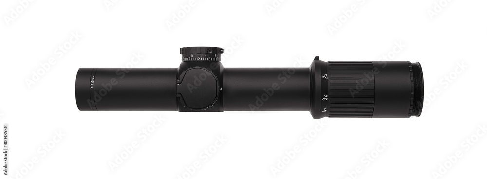 Modern optical sight for sniper and hunting rifles isolated on a white back