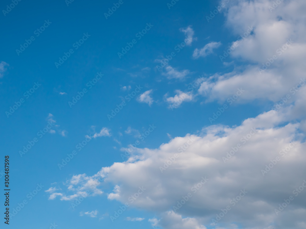 Blue sky with white clouds for text background.