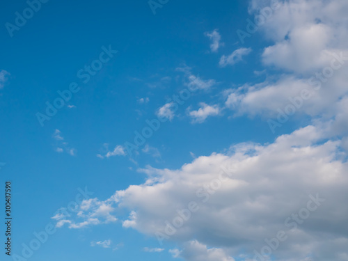 Blue sky with white clouds for text background.