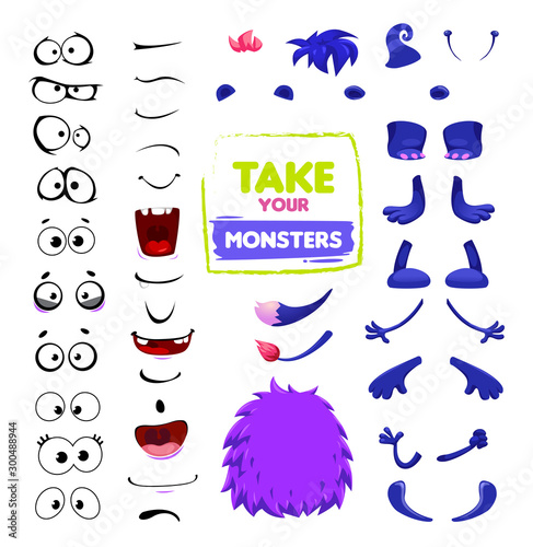 vector designer to create different cute monsters emotions