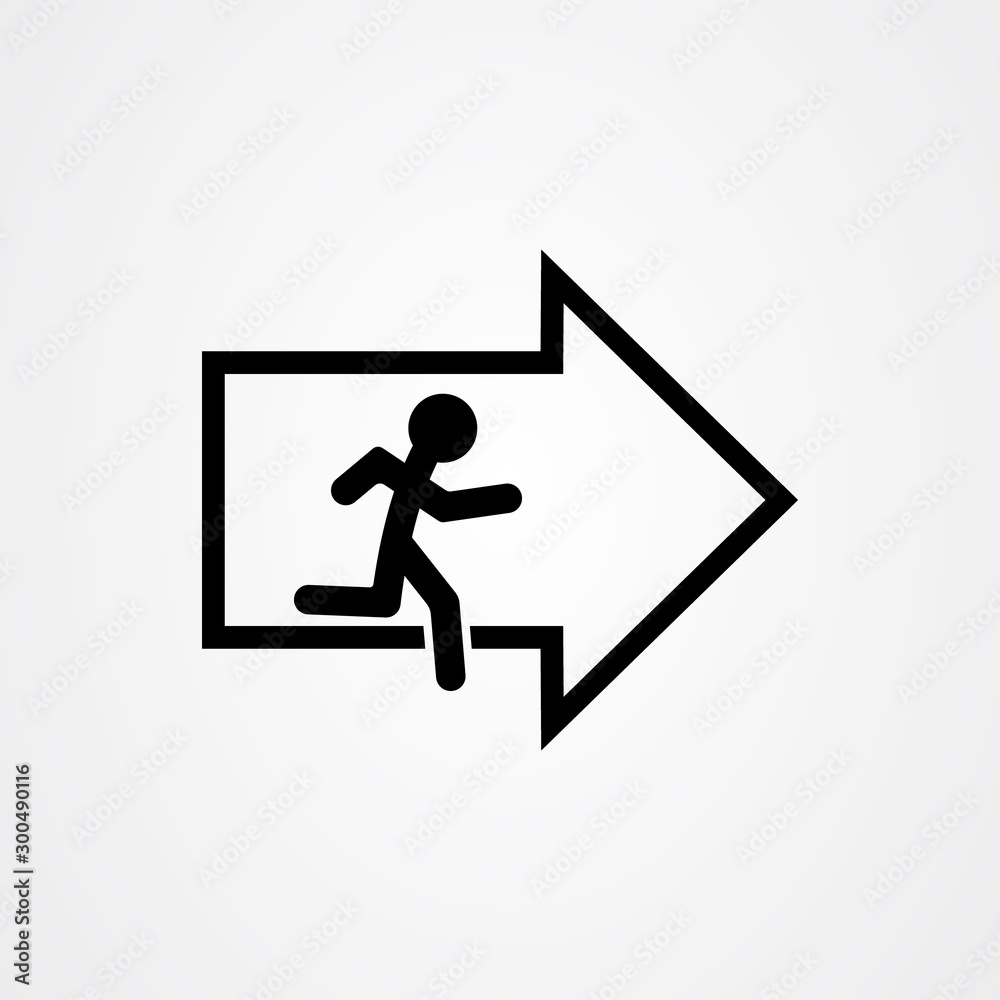 Evacuation vector icon, escape symbol Evacuation vector icon, escape symbol