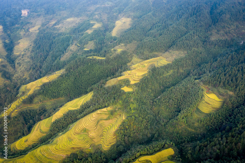 Longji Rice terraces China aerial View  photo