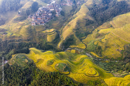 Longji Rice terraces China aerial View  photo