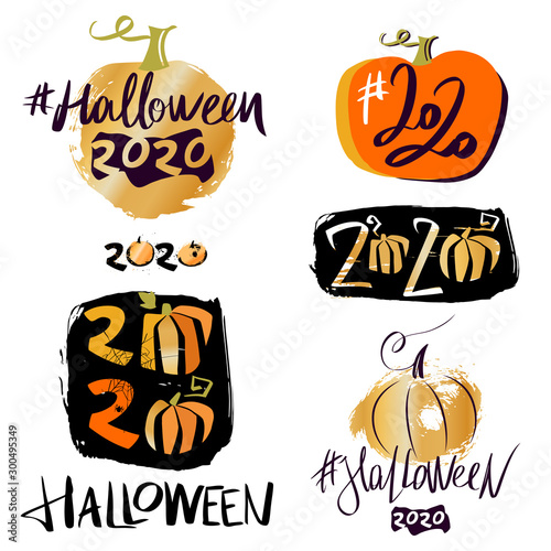 Halloween party design element poster, banner, sign. Trendy Halloween hashtag