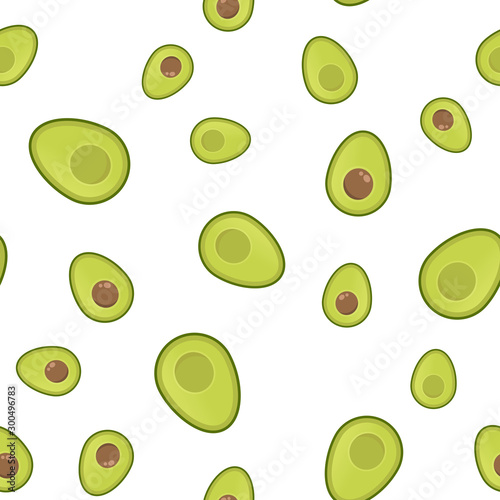 Avocados seamless pattern. Cartoon vector avocado texture.