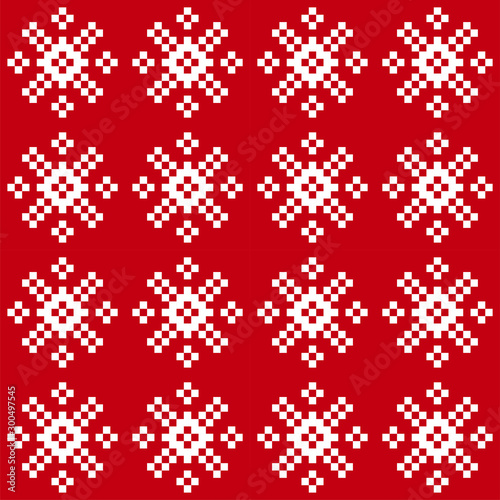Christmas Snowflakes Fair Isle Seamless Pattern Background in Vector - Suitable for website resources, graphics, print designs, fashion textiles, knitwear and etc.