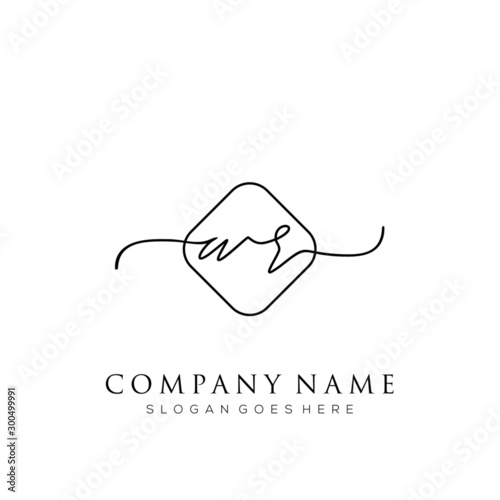 WR initial logo signature vector Handwriting concept logo template