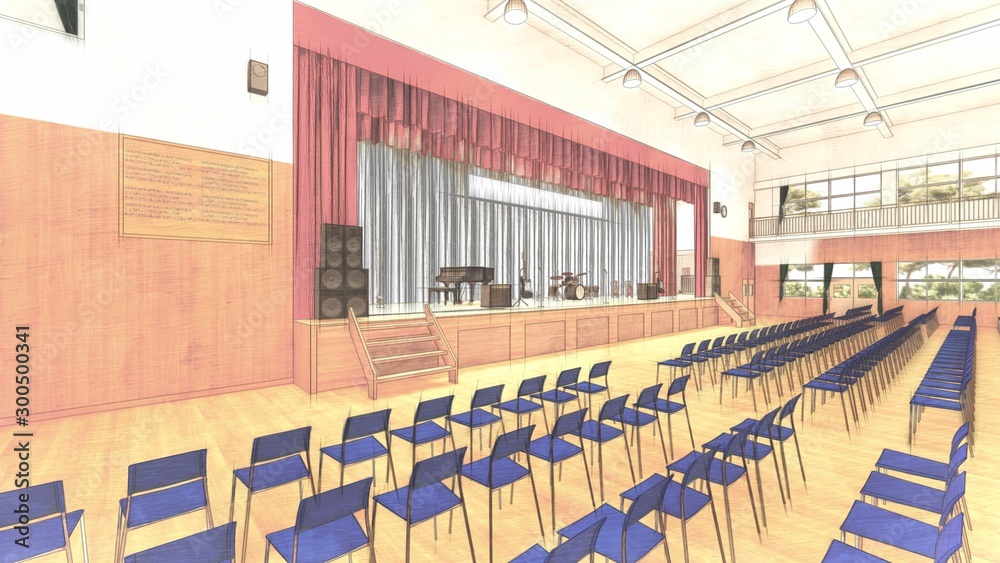 体育館 学校 コンサート 音楽会 イラスト40 Stock Illustration Adobe Stock