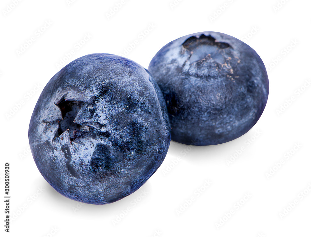 Blueberries with leaves isolated on white Blueberries with leaves isolated on white