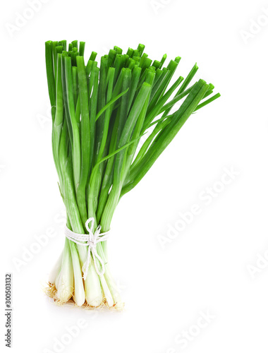 Chopped green onion isolated on white background