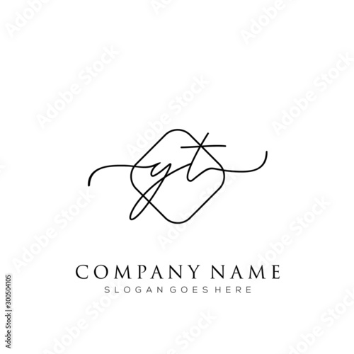 YT initial logo signature vector Handwriting concept logo template