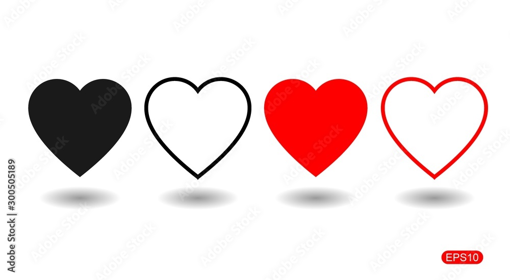 Like and Heart icon. Social nets like red heart web buttons isolated on white background.Vector illustaration.