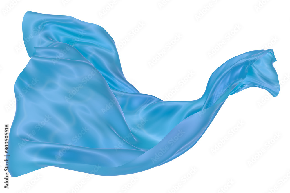 Abstract background of blue wavy silk or satin. 3d rendering image. - obrazy, fototapety, plakaty 