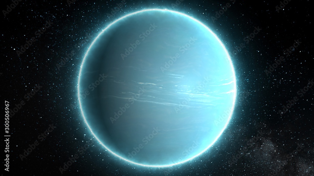 Fototapeta premium Beautiful View of Planet Uranus from Space Timelapse and Stars - Abstract Background Texture