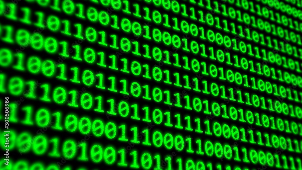 Binary Code Program Digits on Dark Computer Monitor Screen - Abstract Background Texture Binary Code Program Digits on Dark Computer Monitor Screen - Abstract Background Texture