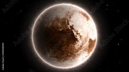 Fotografía Beautiful View of Planet Pluto from Space Timelapse and Stars - Abstract Backgro