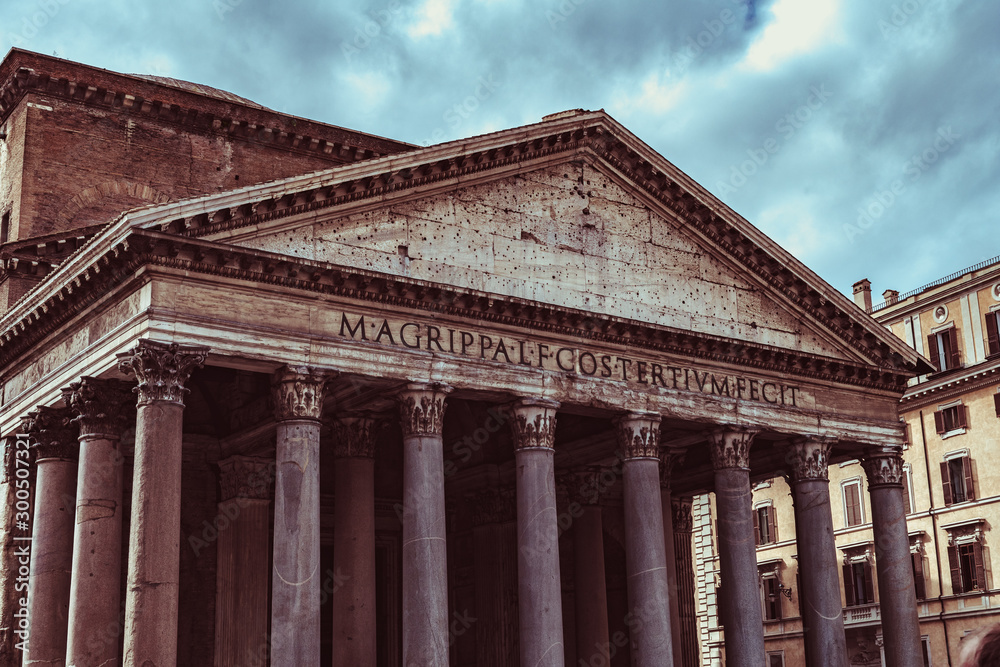 Pantheon in the square of rotunda Rome