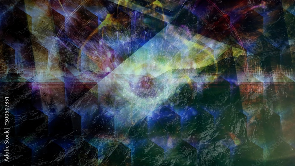 Fototapeta premium Dark Geometric Design Cube Motion and Patterns - Abstract Background Texture