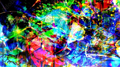 Εκτύπωση καμβά Mesmerizing Psychedelic Journey and Abstract Freaky Rainbow Trip - Abstract Back