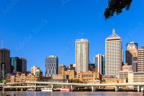 panoramic view of modern city of Brisbane across the river queensland australia