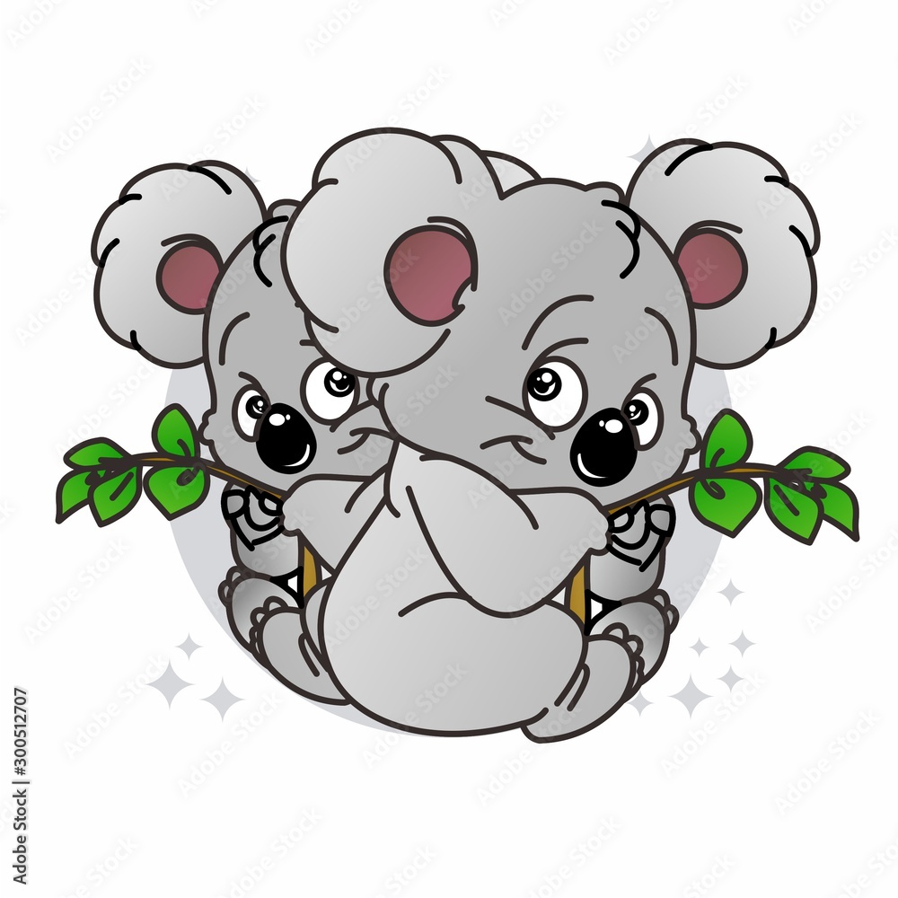 Koala Hold The Leaves Icon, Cute Cartoon Funny Character, Flat Design Koala Hold The Leaves Icon, Cute Cartoon Funny Character, Flat Design