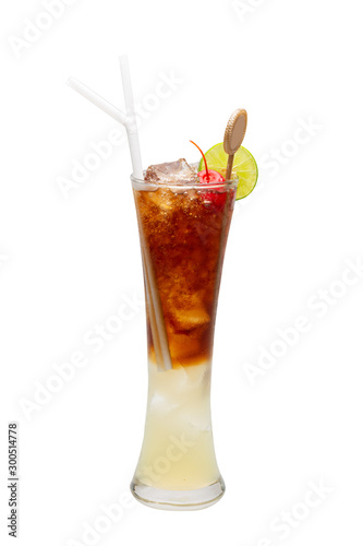 Cuba libre cocktail isolate on white background with clipping path