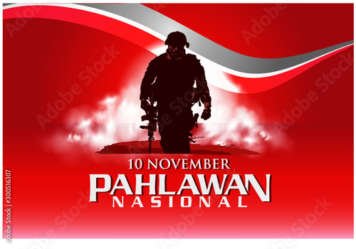 Selamat hari pahlawan nasional. Translation: Happy Indonesian National Heroes day. vector illustration for greeting card, poster and banner