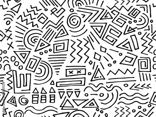 doodle Vector seamless for template background. memphis style. hand drawn of vector illustration