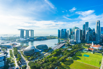 Beautiful architecture building exterior cityscape in Singapore city skyline