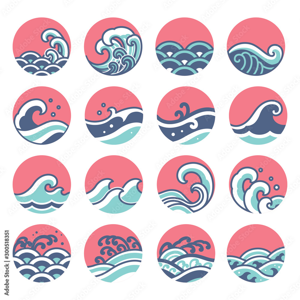 Fototapeta premium water wave icon set