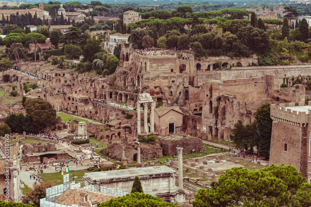 Overview of the roman forum from the monument to Victor Emmanuel II