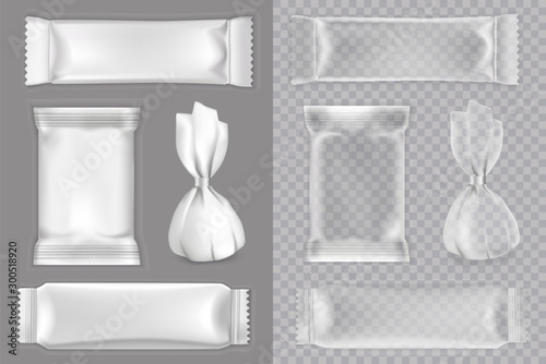 Candy packaging mockup set, vector isolated illustration