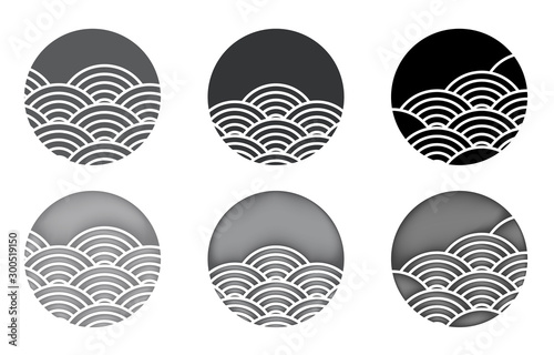 Water wave circle logo design set
