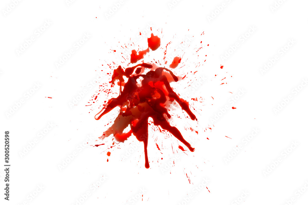 closeup drops of red blood isolated on white background,abstract pattern closeup drops of red blood isolated on white background,abstract pattern