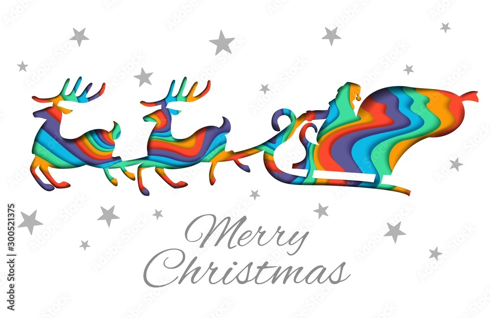Merry Christmas greeting card vector design template