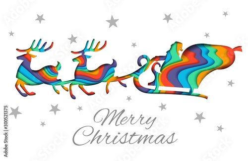 Merry Christmas greeting card vector design template
