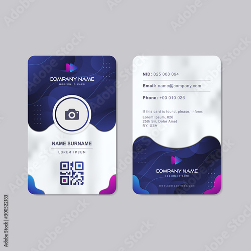 Modern Identity Card With Gradient Blue Navy Abstract Liquid