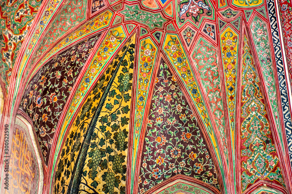 Traditional interior Islamic geometric mosaic pattern