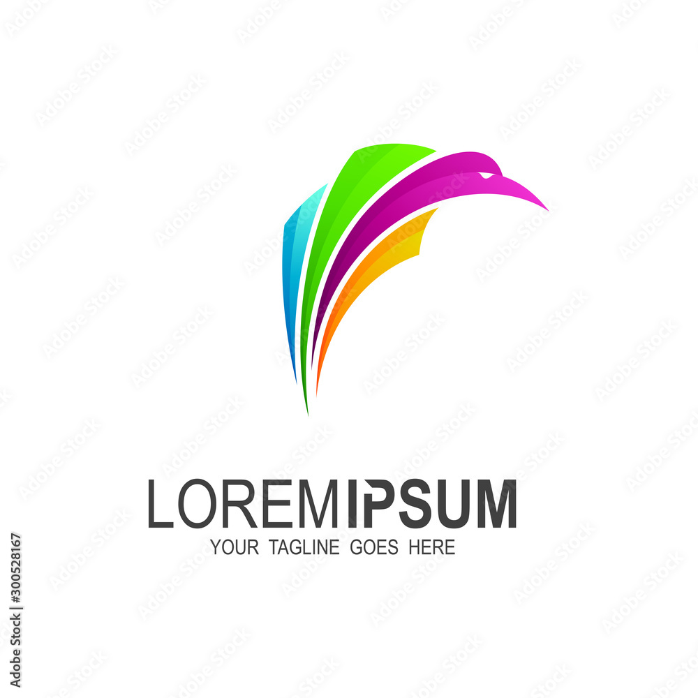 Eagle logo with colorful design template, Phoenix icon, Swoosh logo Eagle logo with colorful design template, Phoenix icon, Swoosh logo