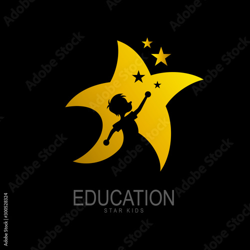 Education logo with star design, Children logo with dream icon