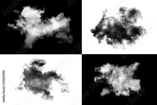 White cloud isolated on black background,Textured Smoke ,brush effect