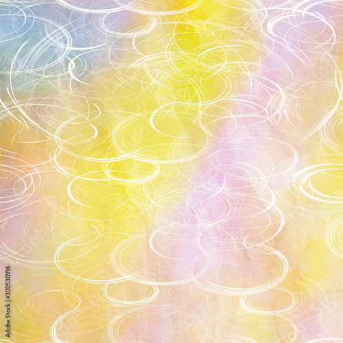 Grunge stained colorful background with white chaotic abstract circles