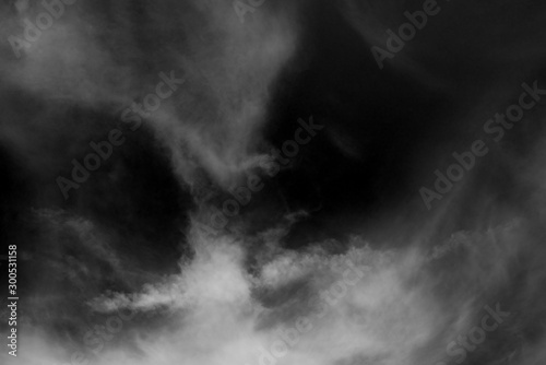 White cloud textured and sky isolated on black background