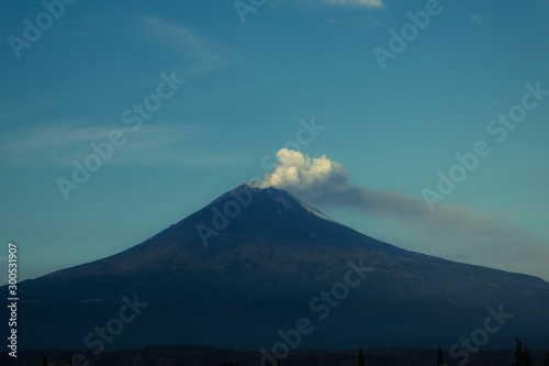 Active Popocatepetl volcano in Mexico Puebla