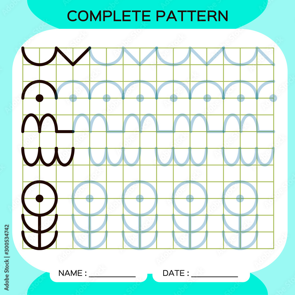 Complete pattern. Tracing Lines Activity For Early Years. Preschool